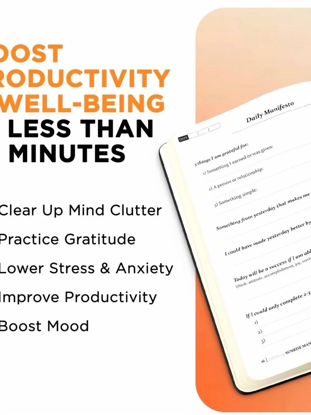 SaltWrap Sunrise Manifesto: Daily Morning Guided Journal for Gratitude New